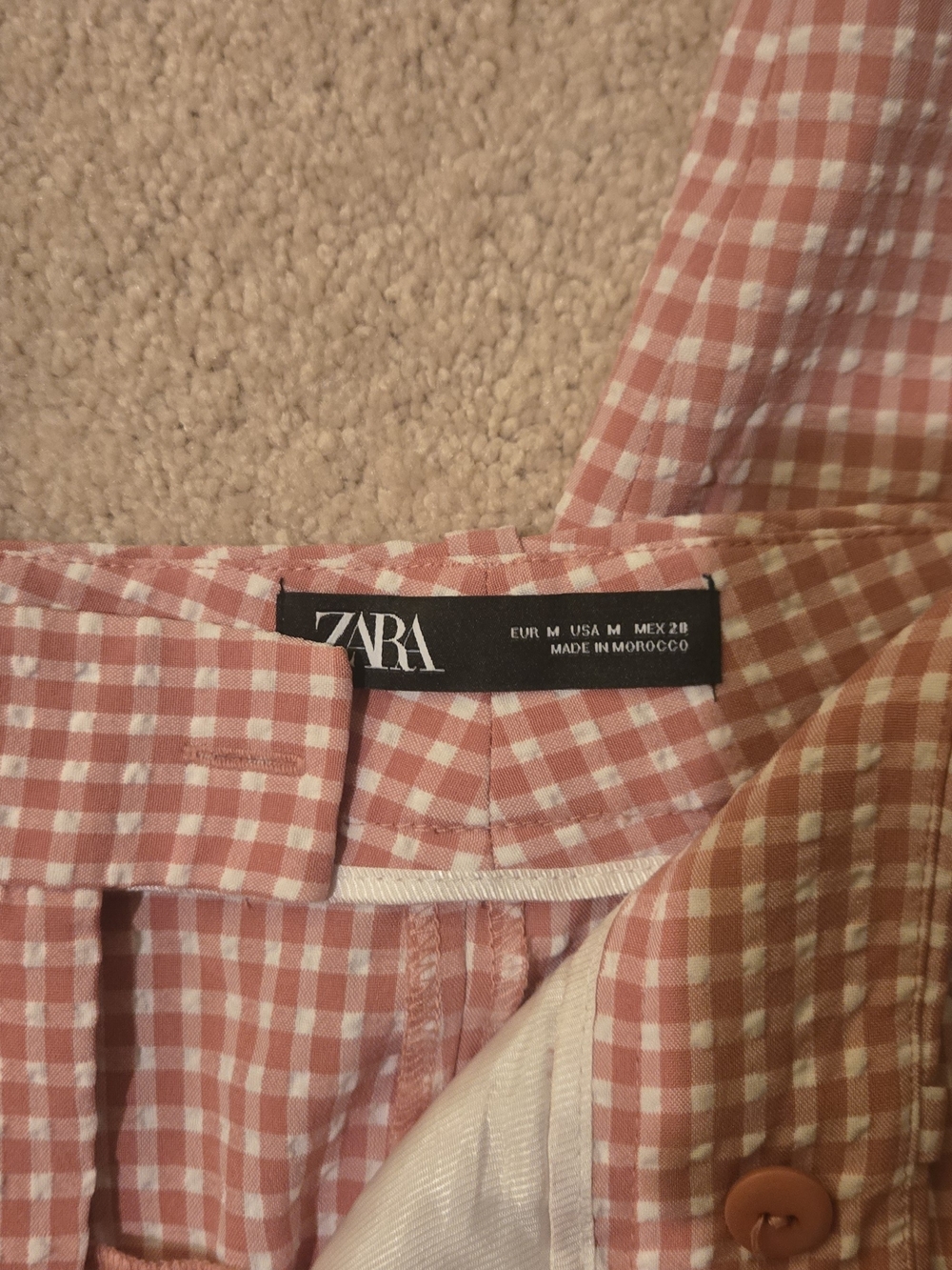 Zara Pink and White Gingham Pants